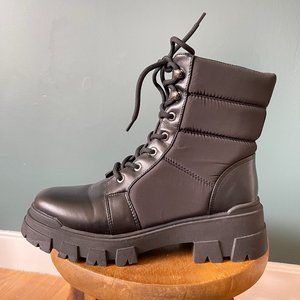 Marc Fisher Women's Black Lugged Sole Combat Boots